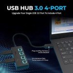 SABRENT 4-Port USB Hub with LED Switches