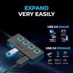 SABRENT 4-Port USB Hub with LED Switches