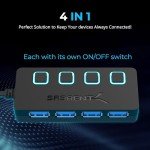SABRENT 4-Port USB Hub with LED Switches