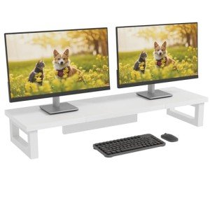 OYRREU Dual Monitor Stand for Desks - White