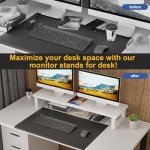 OYRREU Dual Monitor Stand for Desks - White