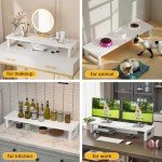 OYRREU Dual Monitor Stand for Desks - White