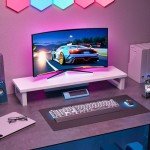 OYRREU Dual Monitor Stand for Desks - White