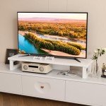 OYRREU Dual Monitor Stand for Desks - White