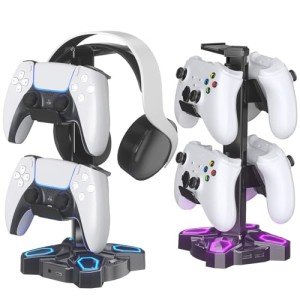 KDD Rotatable Gaming Headphones Stand with USB Ports