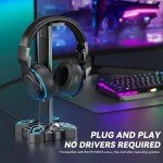 KDD Rotatable Gaming Headphones Stand with USB Ports