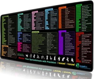 Excel Shortcuts XXL Gaming Mouse Pad – Black