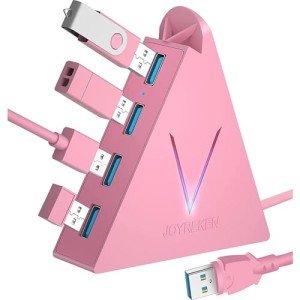JoyReken 4-Port Vertical USB Hub with 2 ft Cable