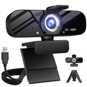 1080P Full HD Webcam with Microphone and Tripod
