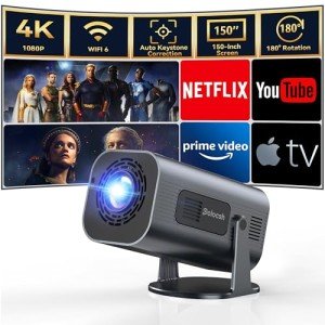 Polocsh Mini Portable 1080P Projector with Android TV