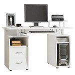 HOMCOM White Office PC Desk with Keyboard Tray