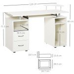 HOMCOM White Office PC Desk with Keyboard Tray