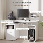 HOMCOM White Office PC Desk with Keyboard Tray