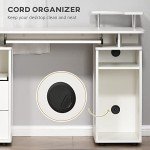 HOMCOM White Office PC Desk with Keyboard Tray
