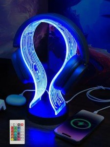 RGB Headphone Stand with USB and Type-C Ports