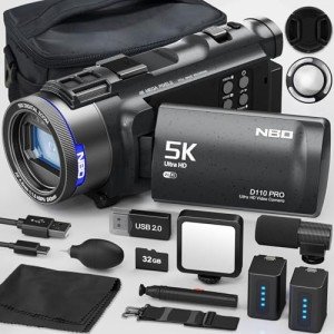 NBD 5K Video Camera with Flip Screen & Zoom