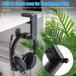 Adjustable Clamp-On Headphone Stand with Cable Clip