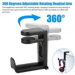 Adjustable Clamp-On Headphone Stand with Cable Clip