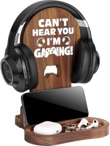 Wooden Headset Stand - Gamer Room Decor