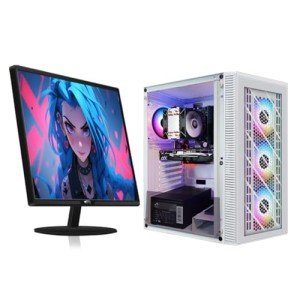 White Gaming PC Bundle with 24" Monitor and Ryzen 3