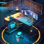 Bestier L-Shaped Desk with Power Outlets & RGB Lighting