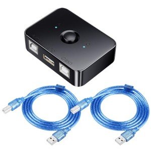 QIANRENON 2-Port USB Printer Switch with Cables