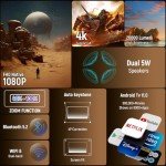 4K Smart Movie Projector with WiFi & Bluetooth