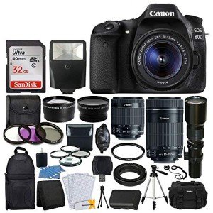Canon EOS 80D DSLR Camera Bundle with Lenses