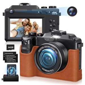 4K 64MP Vlog Camera with Case and Accessories