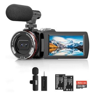 4K Vlogging Camcorder with Wireless Microphone & Remote