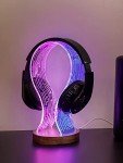 Walnut Wood Headphone Stand with LED Night Light