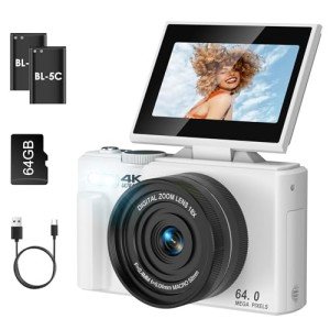 Nsyee 4K 64MP Autofocus Video Camera, White