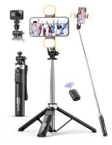 53” Selfie Stick Tripod with Remote & Light