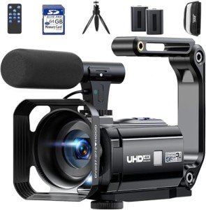 4K Dual Lens Camcorder with Night Vision & Wifi