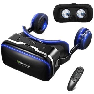 VR Headset with Headphones and Controller for Phones
