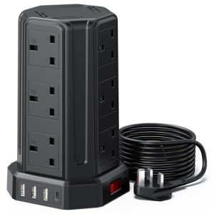12-Socket Tower Extension Lead with 4 USB Ports