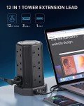 12-Socket Tower Extension Lead with 4 USB Ports