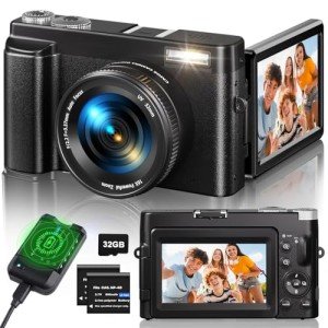 4K 48MP Compact Vlog Camera with Dual Batteries