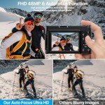 4K 48MP Compact Vlog Camera with Dual Batteries
