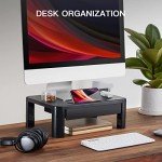 LORYERGO Adjustable Monitor Stand with Drawer & Holder