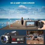 Delmodes 8K Camcorder with 18X Zoom and WIFI