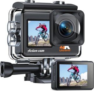 CAMWORLD 4K Action Camera with Dual Screens & Accessories