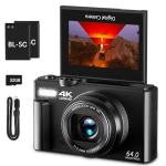 64MP 4K Vlogging Camera with 180° Flip Screen