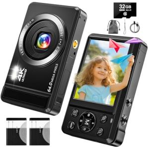 Compact 64MP 4K Camera with 32GB SD Card