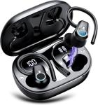 Bluetooth 5.3 Wireless Earbuds with Earhooks, Black