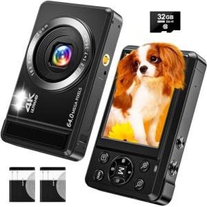 4K 64MP Autofocus Vlogging Digital Camera with SD Card