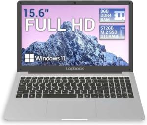 15.6" Full HD Laptop, 8GB RAM, SSD, Windows 11