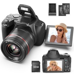 64MP 4K DSLR Camera with 3” Flip Screen