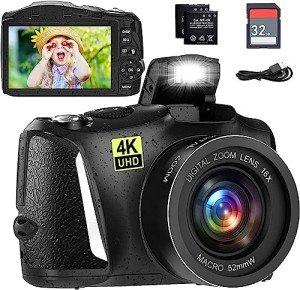 4K 48MP Compact Vlogging Camera with Accessories