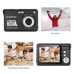 Andoer 1080P Compact Camera with Rechargeable Batteries